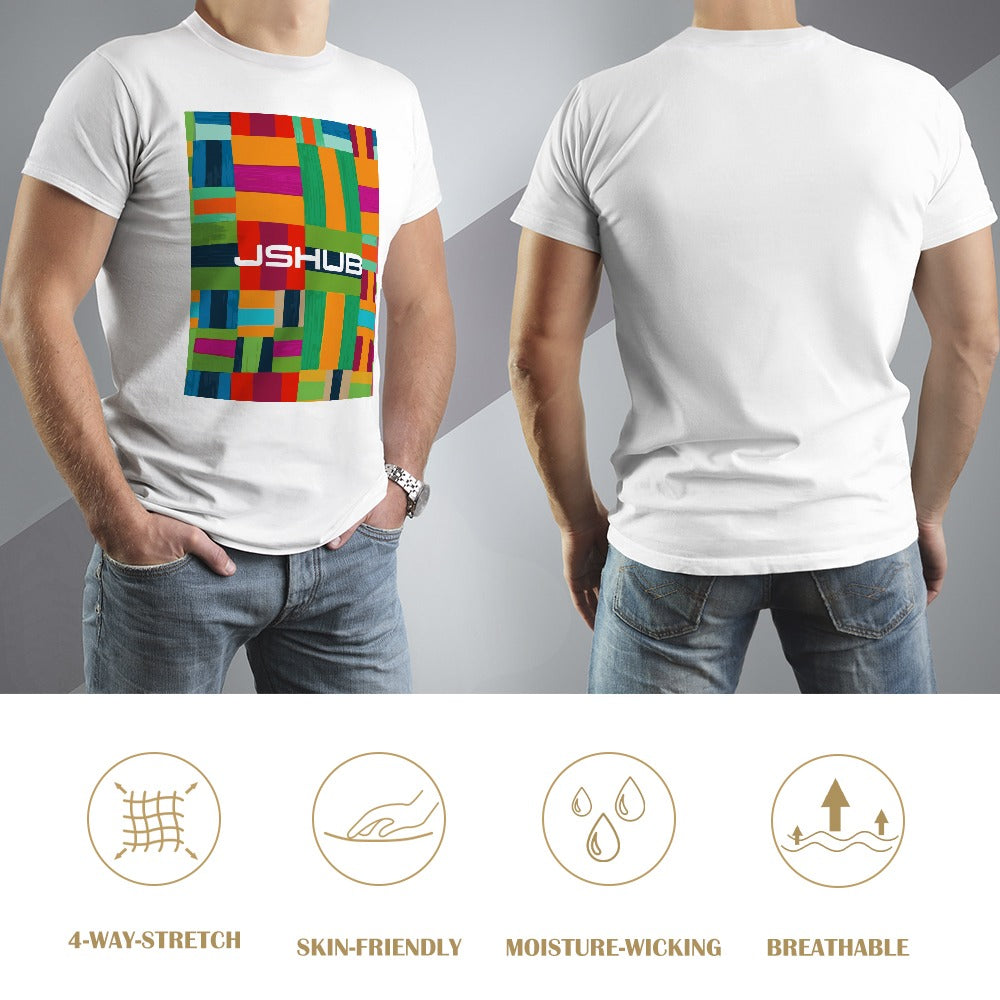 T-Shirt Uomo JSHUB Mosaic Blocks Bianca in Cotone 100% – Stampa Artistica Urban Color
