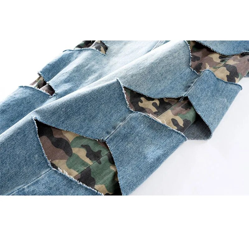 Jeans Camouflage Two-Tone Loose