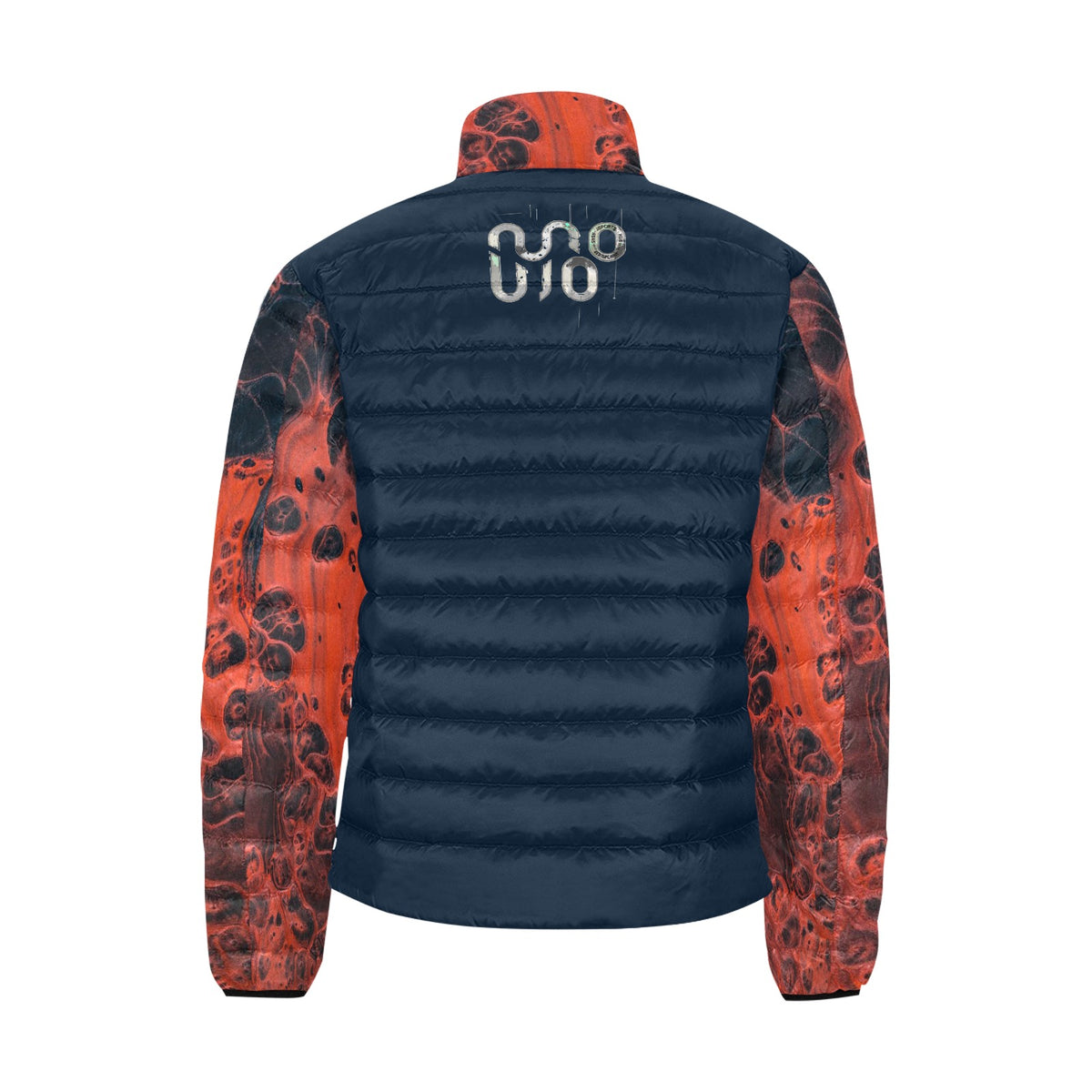 Giacca Bomber Uomo Collezione Concrete Echoes JSHUB – Base Blu Maniche Lava Vulcanica