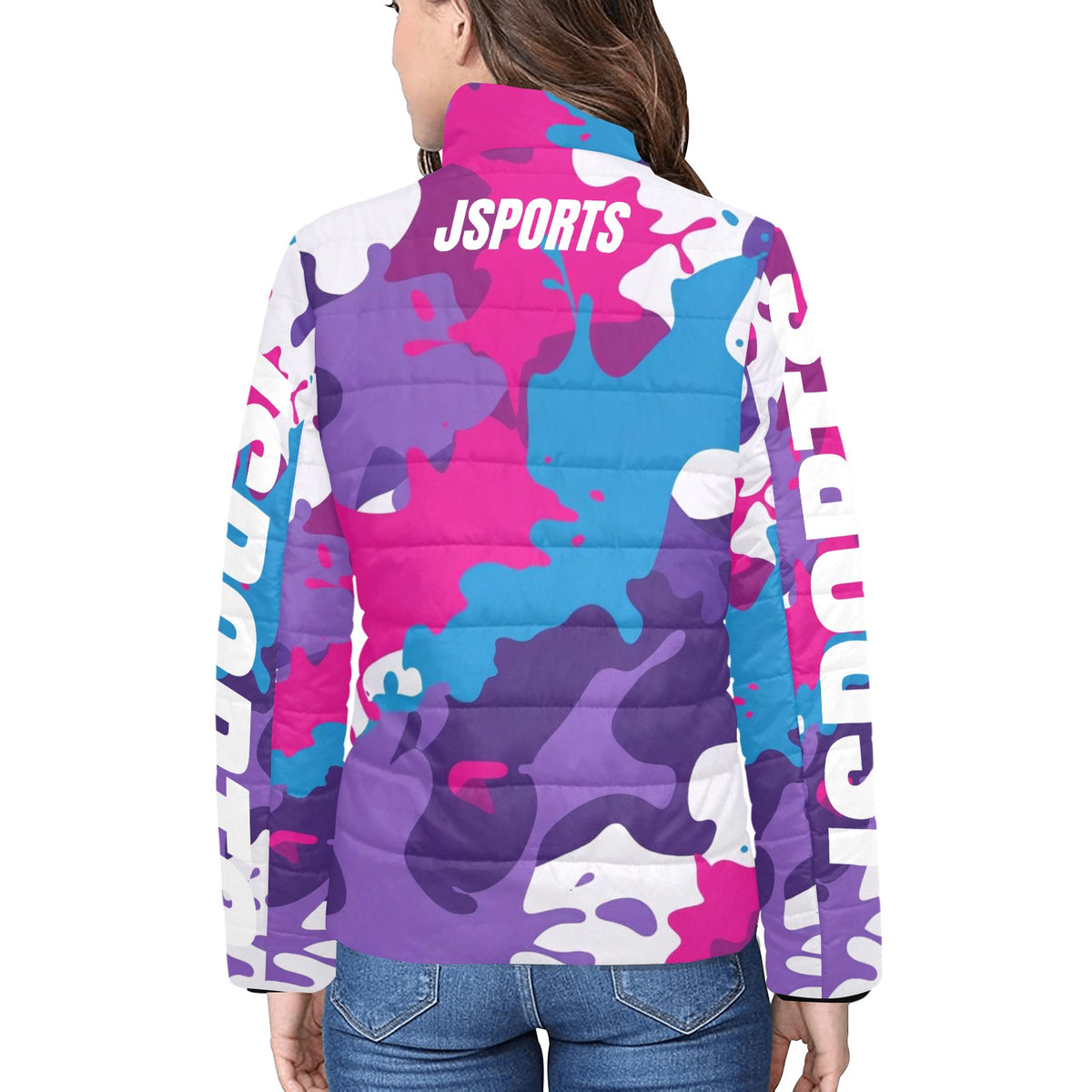 Giacca imbottita donna mimetica colorata Urban Pulse JSports colletto rialzato