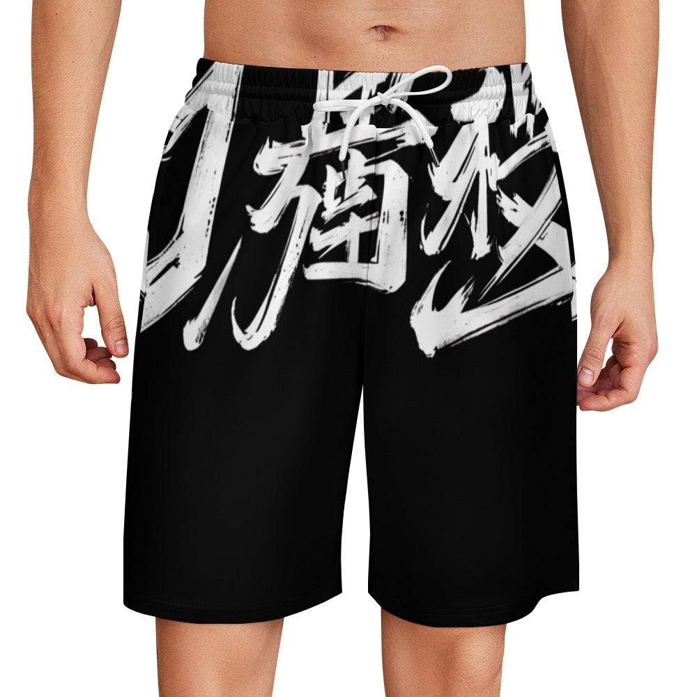 Bermuda Uomo MOMO JSPORTS H31 Shadow Kanji – Nero con Stampa All-Over Bianca
