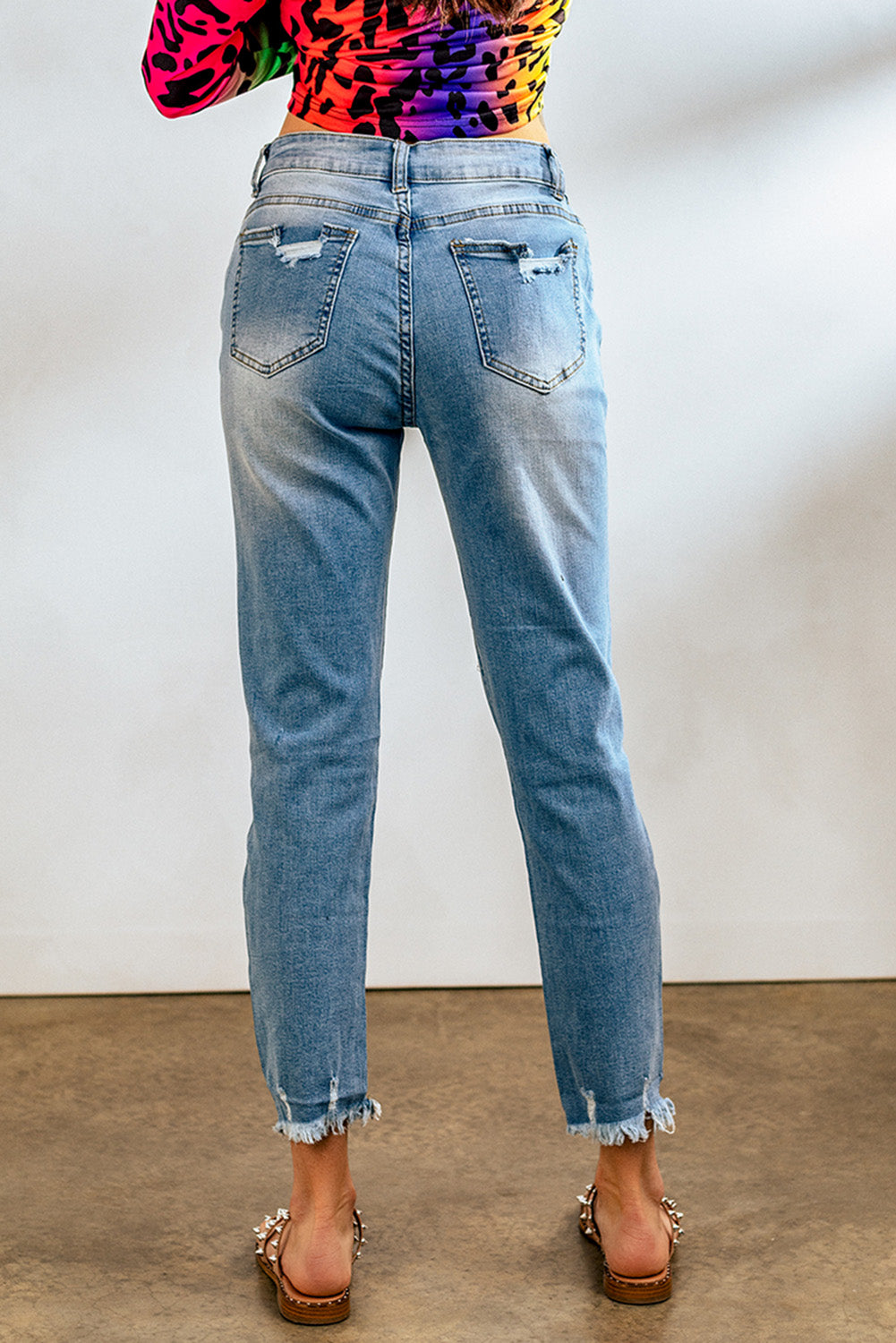 Jeans Boyfriend Distressed Nero