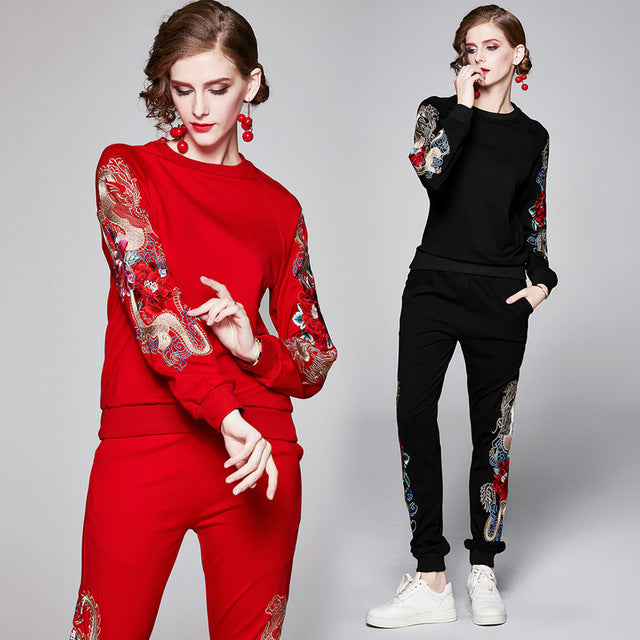 Tuta Bloom Stitch Set – Maglia Ricamata + Jogger Casual