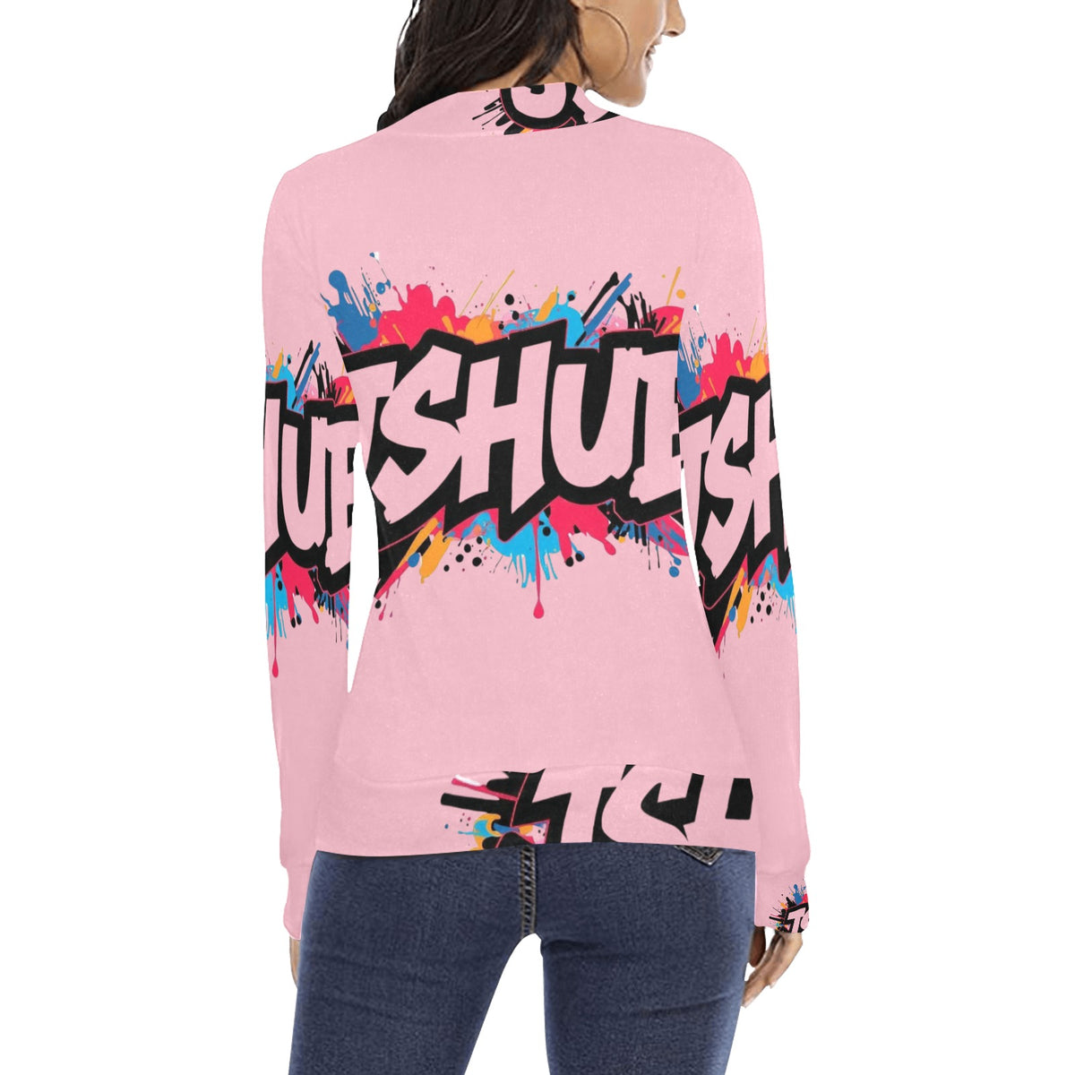 Maglione a collo alto da donna H43 con stampa all-over elegante e confortevole
