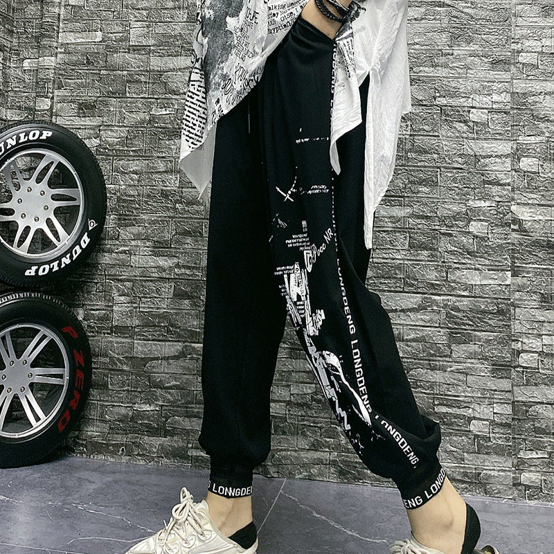 pantaloni harem stampa 3D streetwear in cotone
