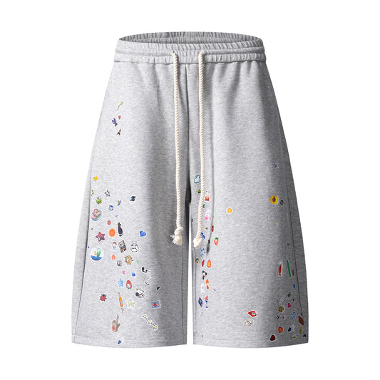 Bermuda “Toon Bloom” stampa cartoon retro fit largo