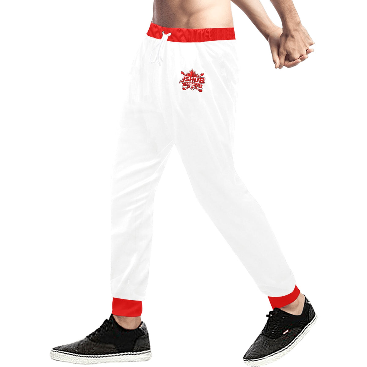 Pantaloni Sportivi Uomo JSHUB Canada Ispirati ai NationWinter 2026 – Tuta Bianca con Inserti Rossi