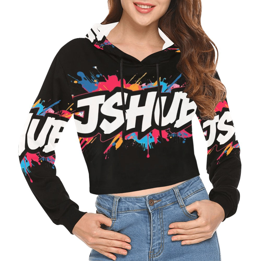 Felpa Corta con Cappuccio da Donna – Stampa All Over JSHub