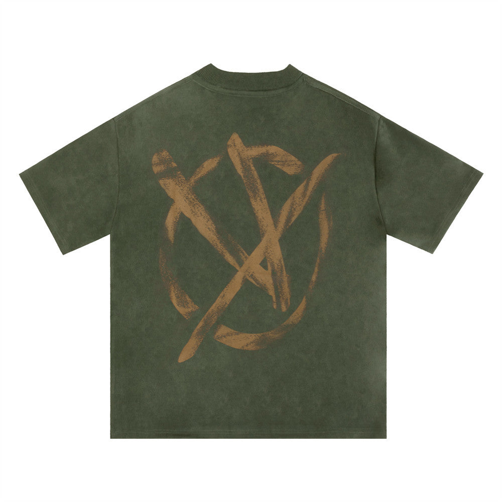 T Shirt Uomo Streetwear Loose Fit Stampa Graffiti Effetto Vintage