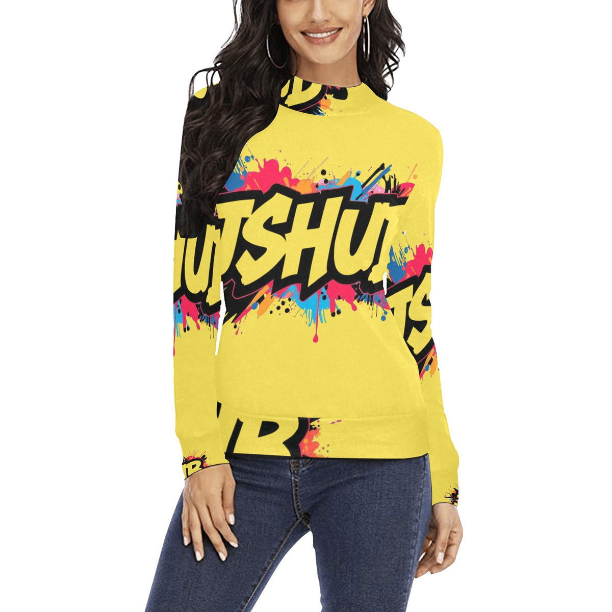 Maglione a collo alto da donna H43 con stampa all-over elegante e confortevole