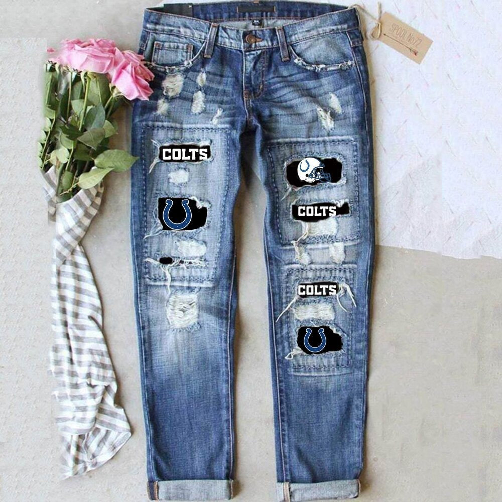 jeans street color splicing dritti