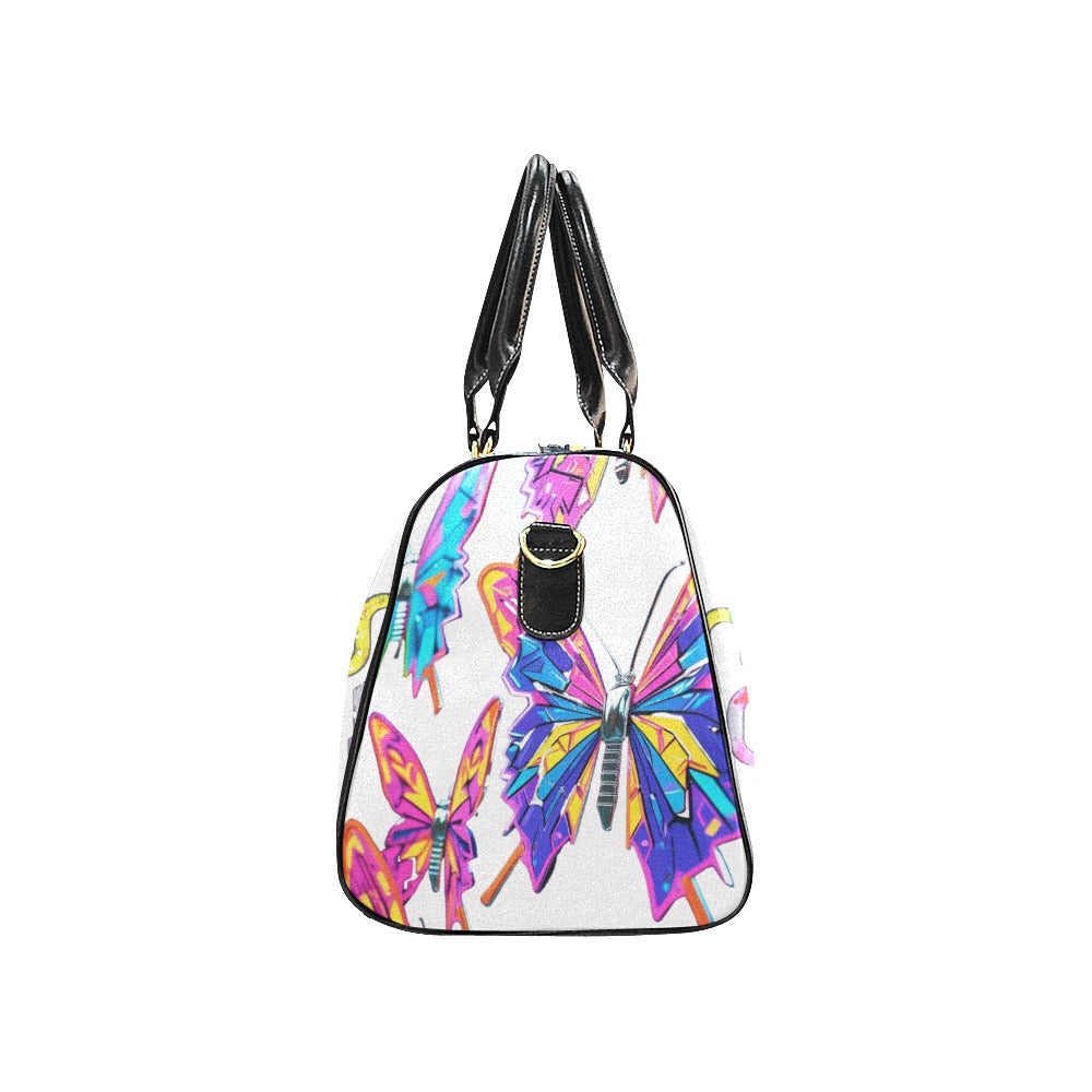 Borsa da viaggio “Wing of Noise” – Farfalle 3D e logo Concrete Echoes multicolor