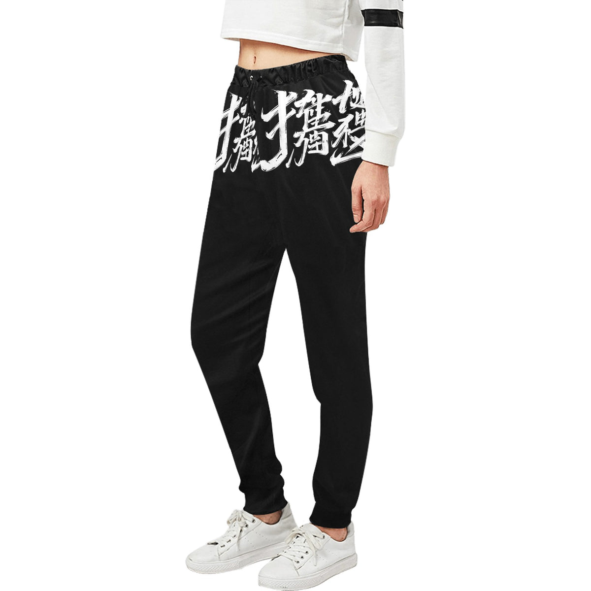 Pantalone tuta donna MOMO Bloom – Nero con stampa bianca