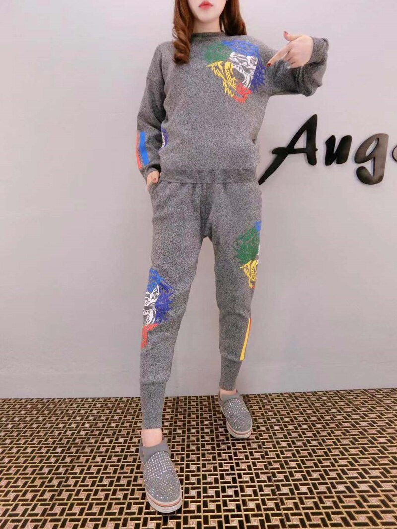 Tuta Tiger Knit Embroidered Set