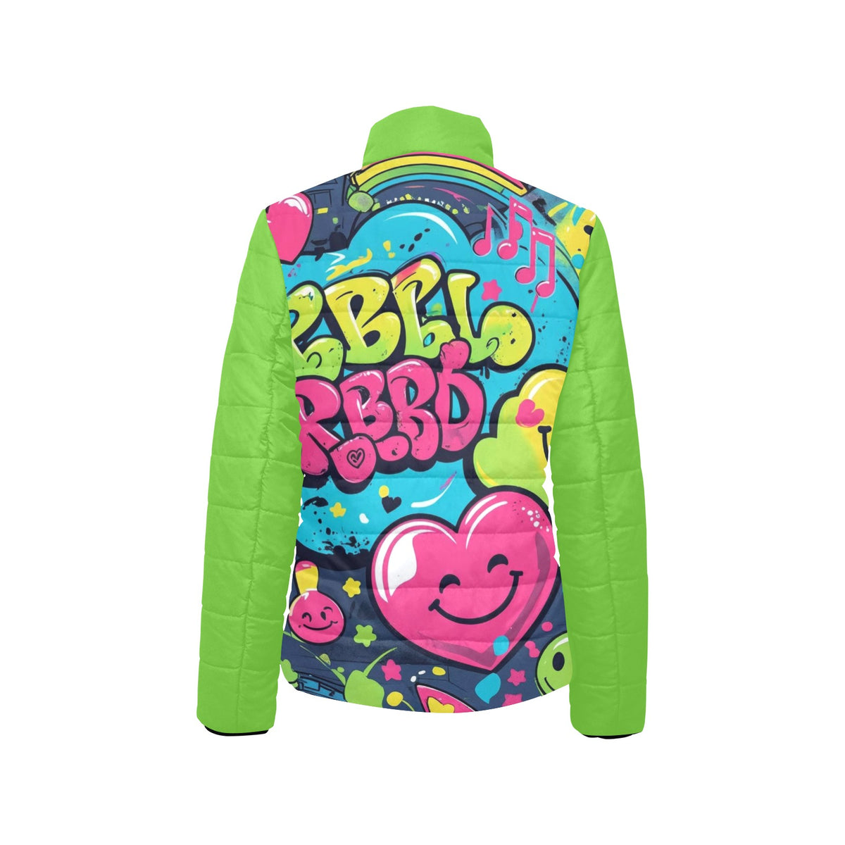 Giacca imbottita donna Viber City “Emotion Happiness” colletto rialzato multicolor