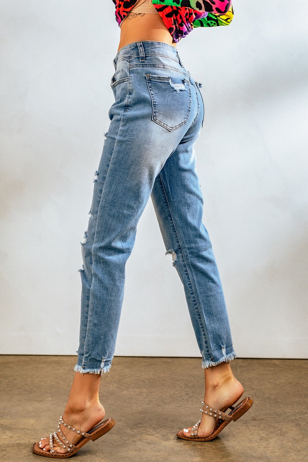 Jeans Boyfriend Distressed Nero