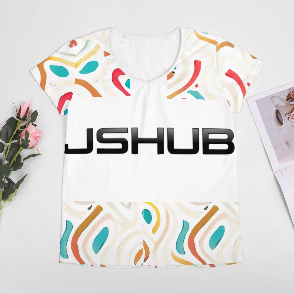 T-Shirt Donna Scollo a V Aurora Pastel | JSHUB