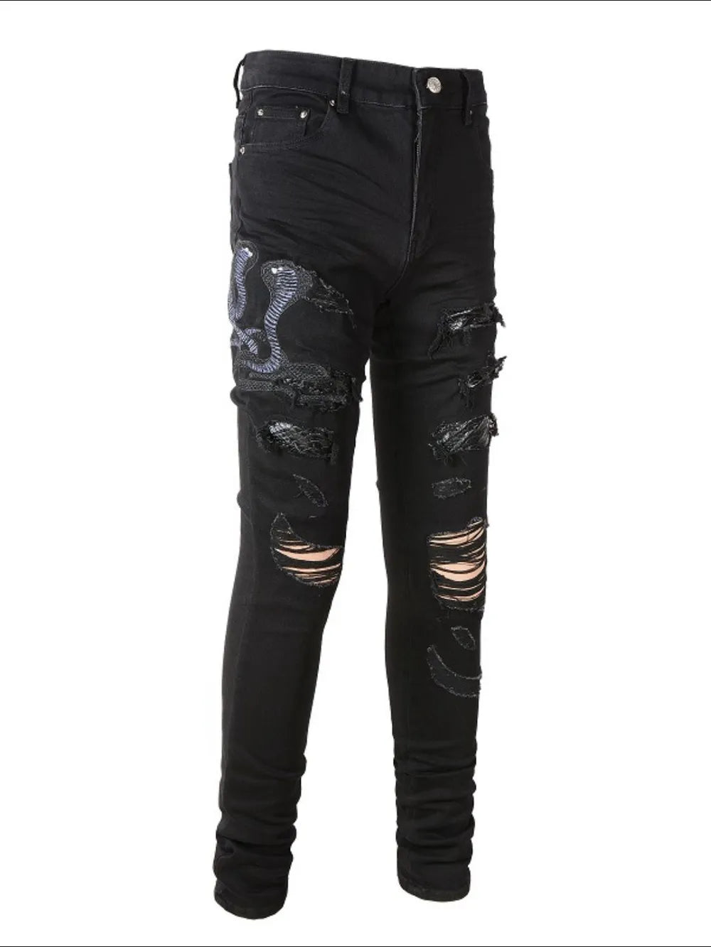 Jeans Slim Serpente Ricamato