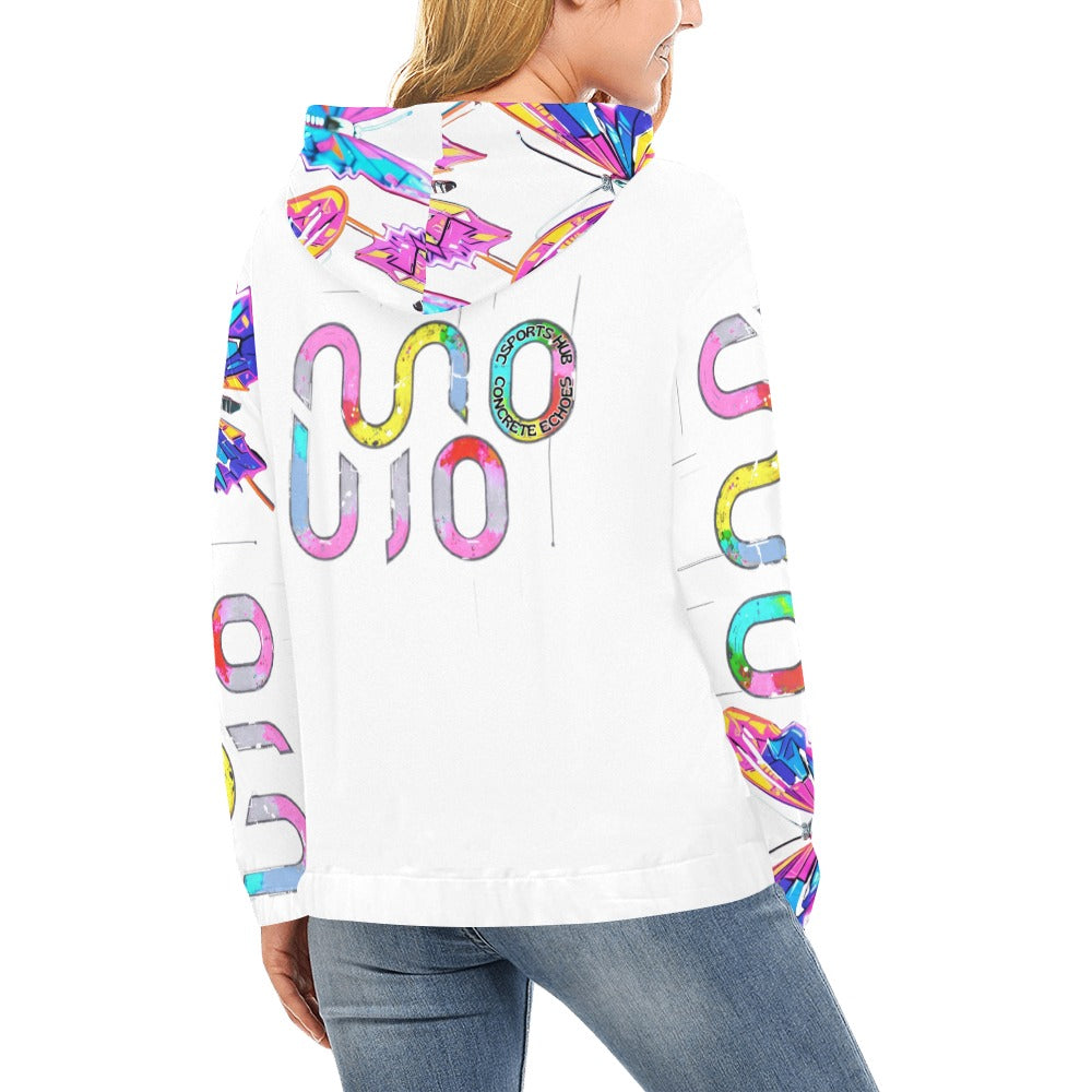 Felpa donna Wings of Noise con cappuccio small tech over – 10 varianti colore