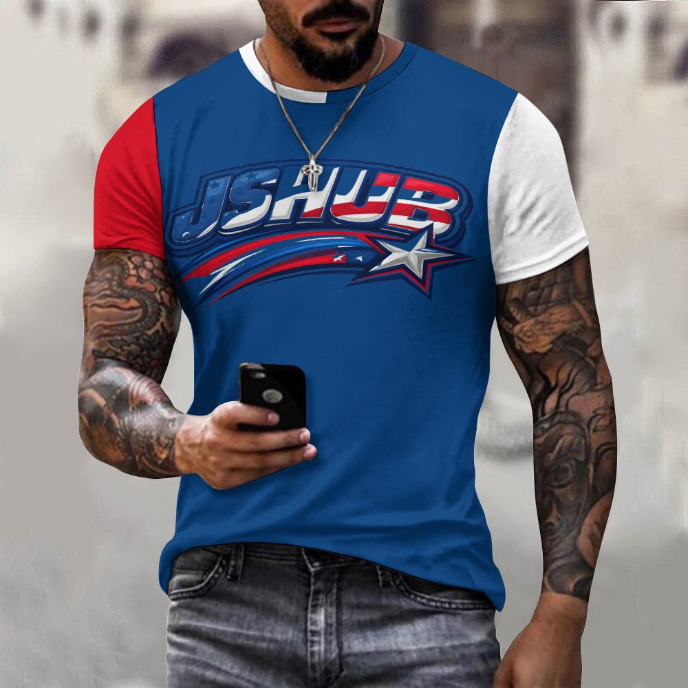 T Shirt USA Uomo Blu JSHUB Nation Winter 2026 Tricolor Streetwear