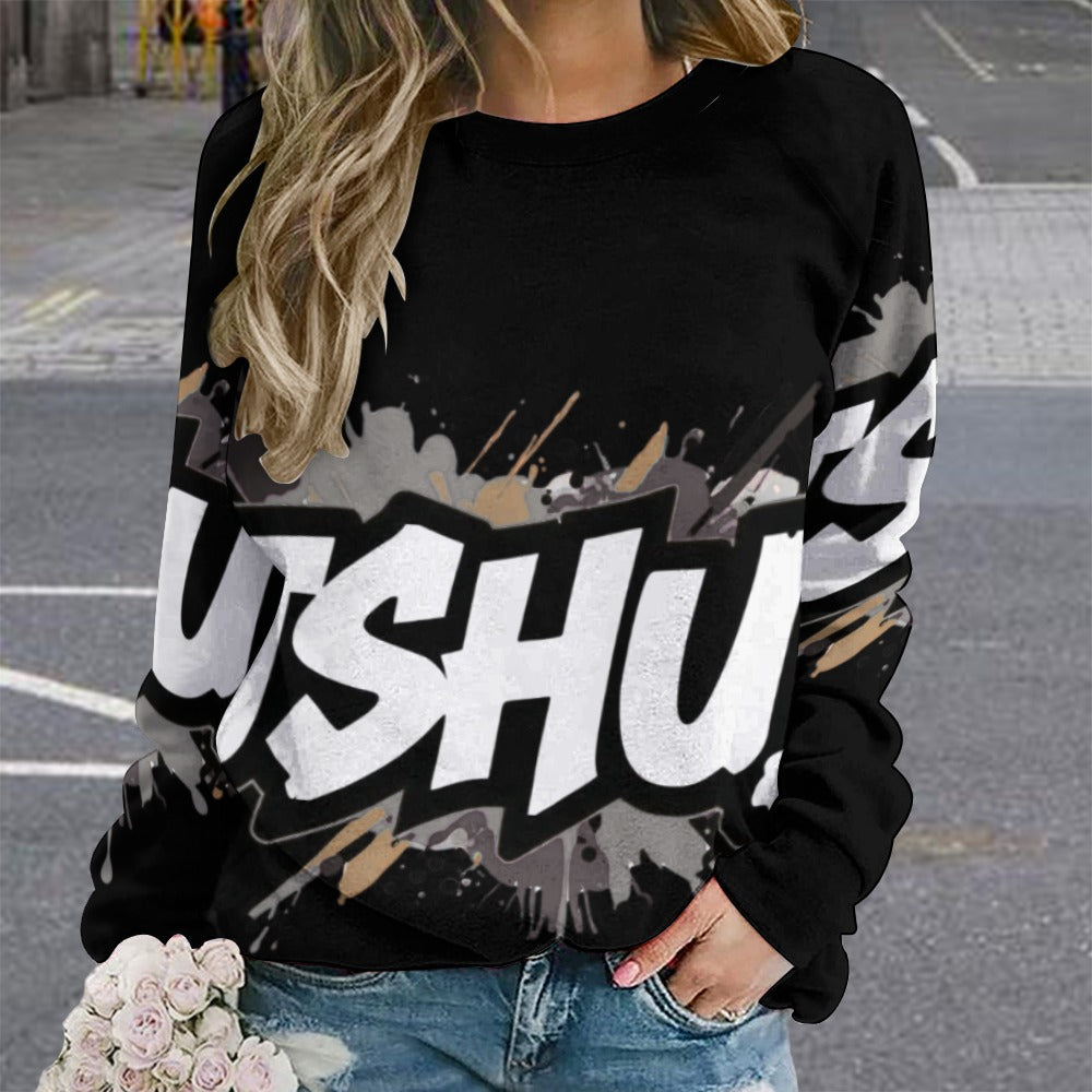 Felpa Donna JSHub Dark Edition – Graffiti Tono su Tono con Scritta Bianca