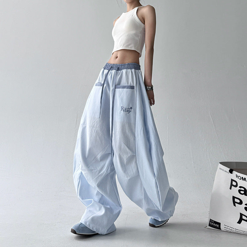 Pantaloni larghi drappeggiati estivi