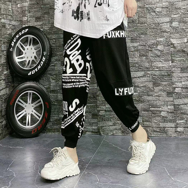 Pantaloni harem lettering oversize in cotone