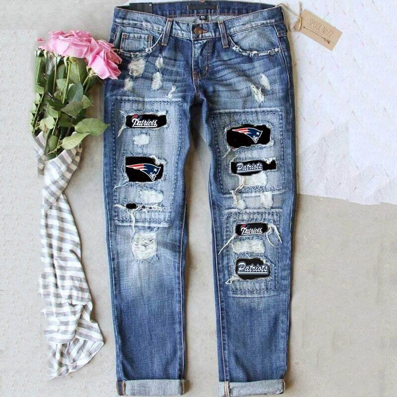 jeans street color splicing dritti