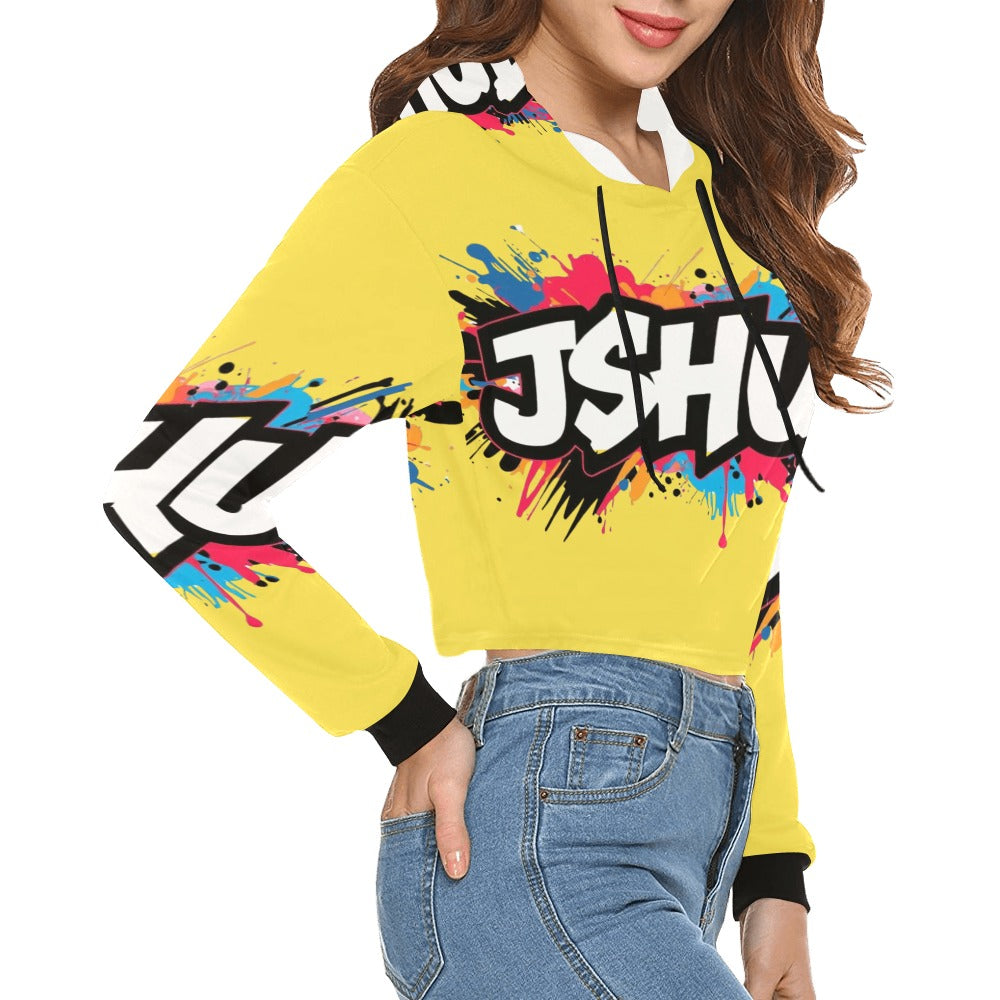 Felpa Corta con Cappuccio da Donna – Stampa All Over JSHub