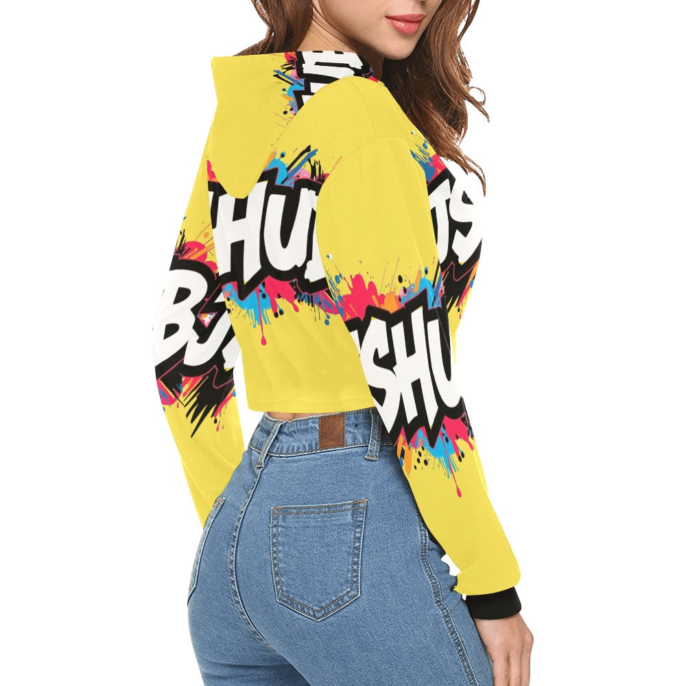 Felpa Corta con Cappuccio da Donna – Stampa All Over JSHub