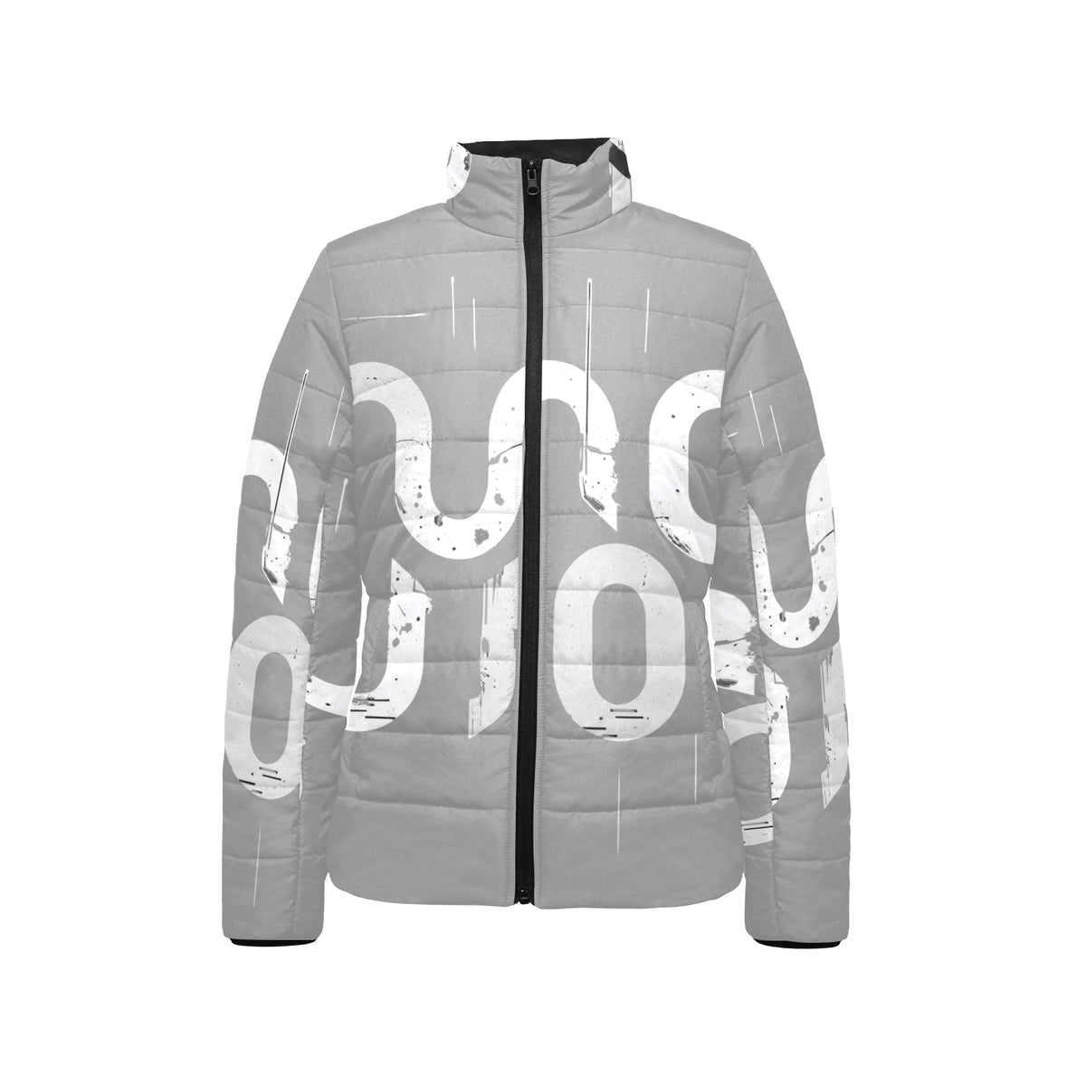 Giacca imbottita donna Dark Grey Concrete Echoes “Urban Static” colletto rialzato