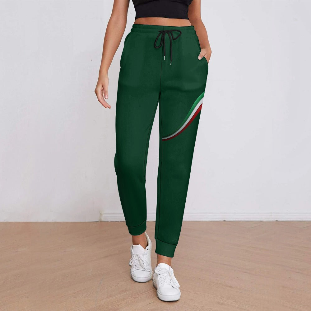 JSHUB Winter Nation Italy Edition – Pantaloni Donna Sportivi Verde Scuro con Inserto Tricolore