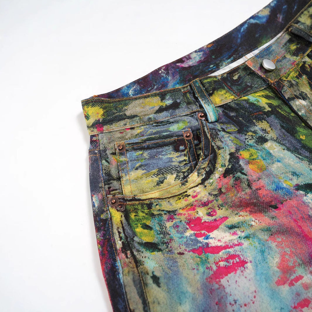 Jeans straight fit verniciati effetto illusione