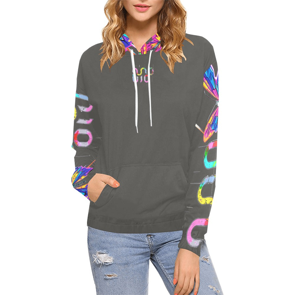 Felpa donna Wings of Noise con cappuccio small tech over – 10 varianti colore