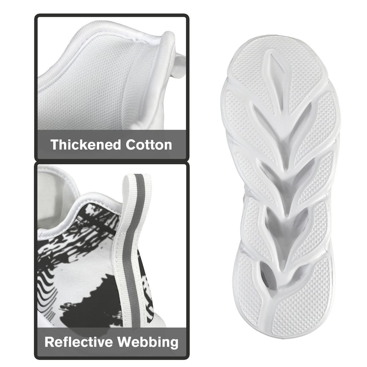 Sneakers Donna JSHUB LunaFlow Ink Motion – Design Astratto Bianco e Nero, Leggere e Traspiranti con Suola EVA