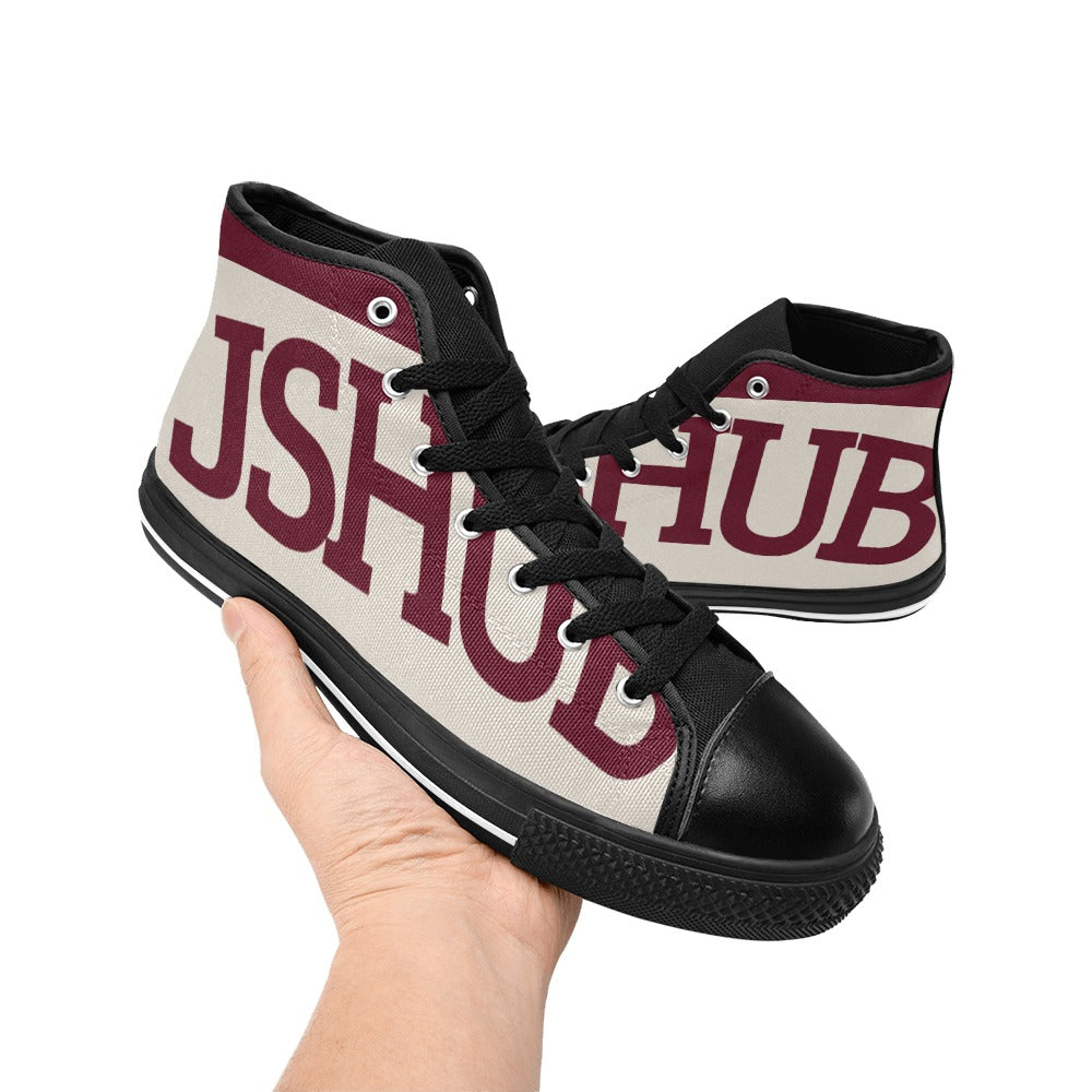 Sneakers alta donna JSHUB in tela bianca stile anni 50