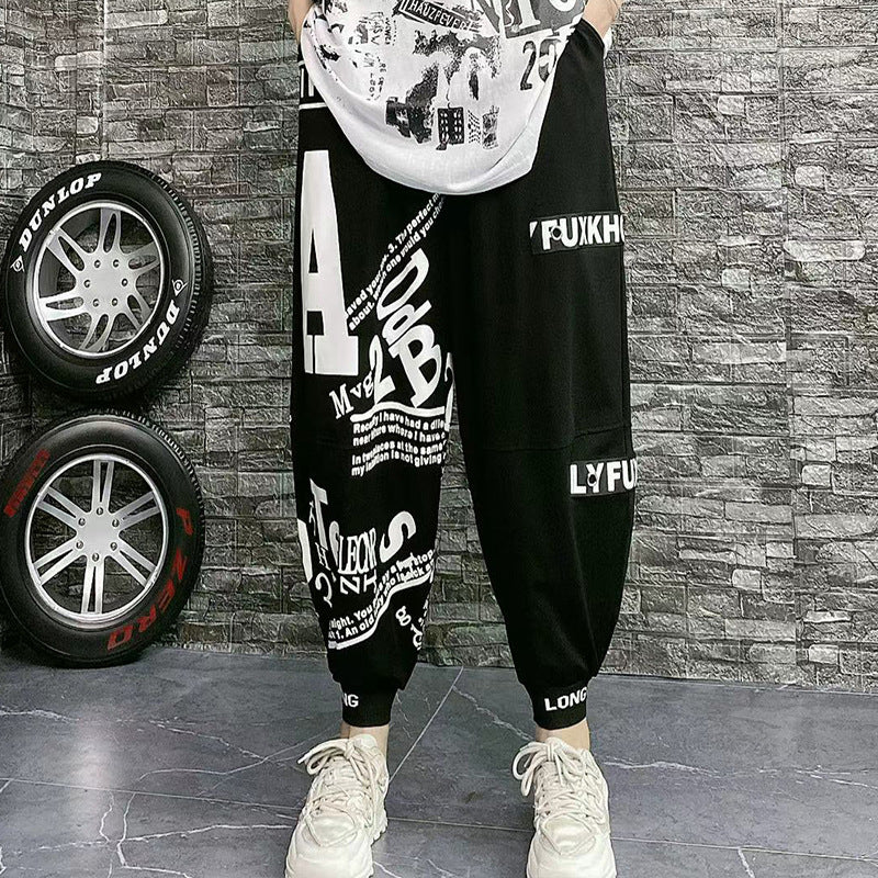 Pantaloni harem lettering oversize in cotone