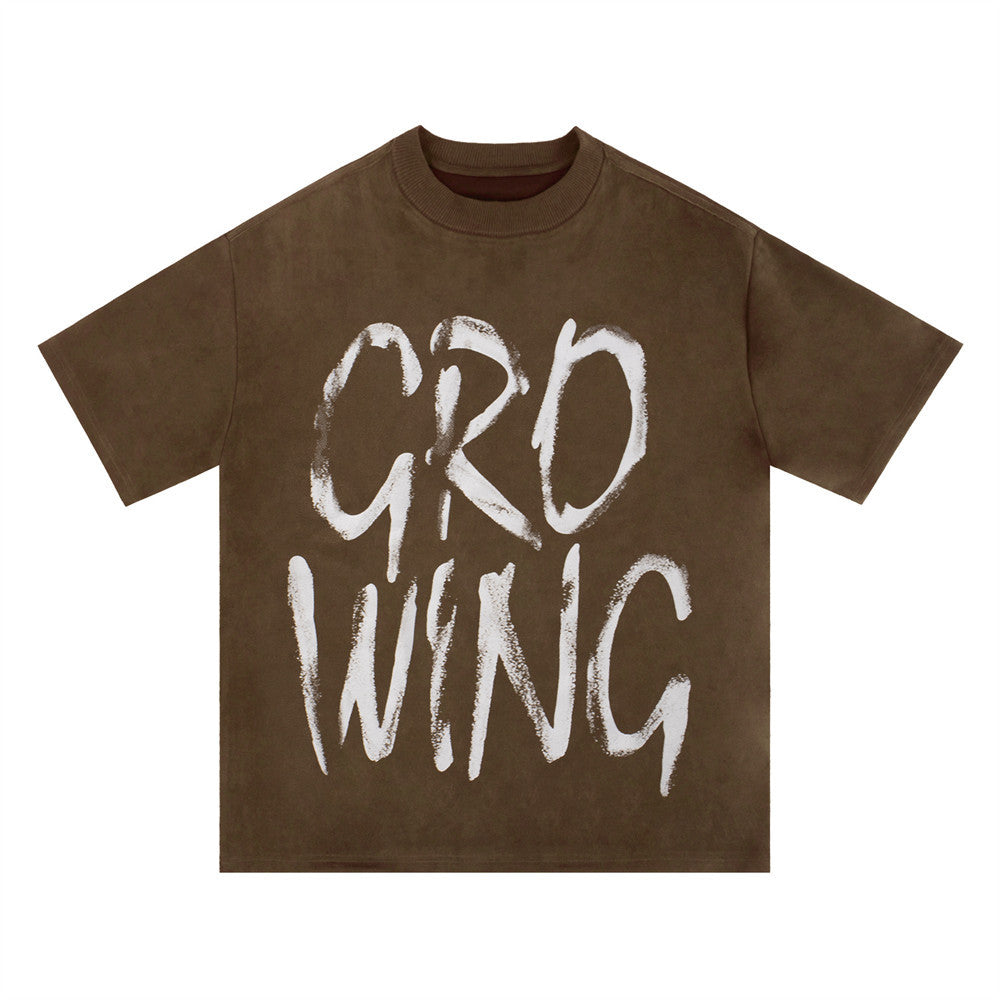 T Shirt Uomo Streetwear Loose Fit Stampa Graffiti Effetto Vintage