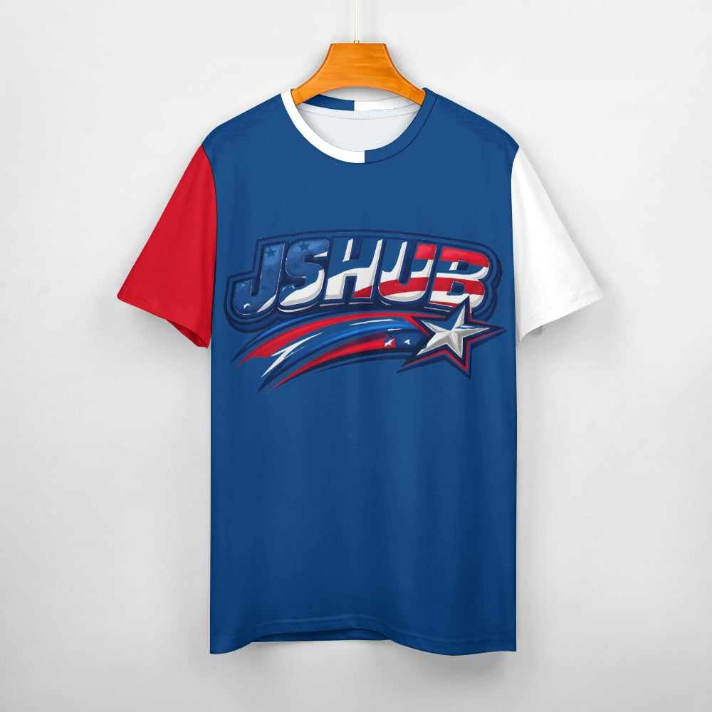 T Shirt USA Uomo Blu JSHUB Nation Winter 2026 Tricolor Streetwear