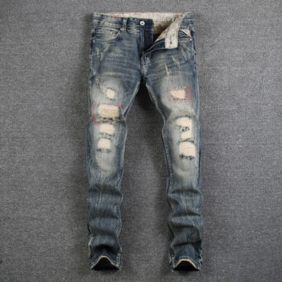 jeans biker slim fit strappati streetwear