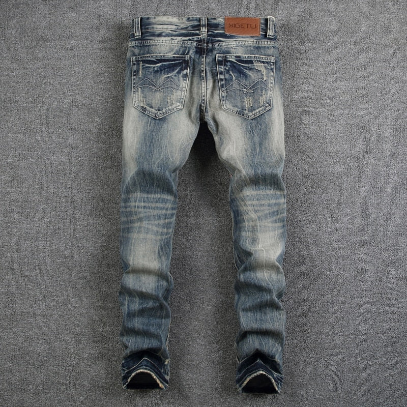 jeans biker slim fit strappati streetwear