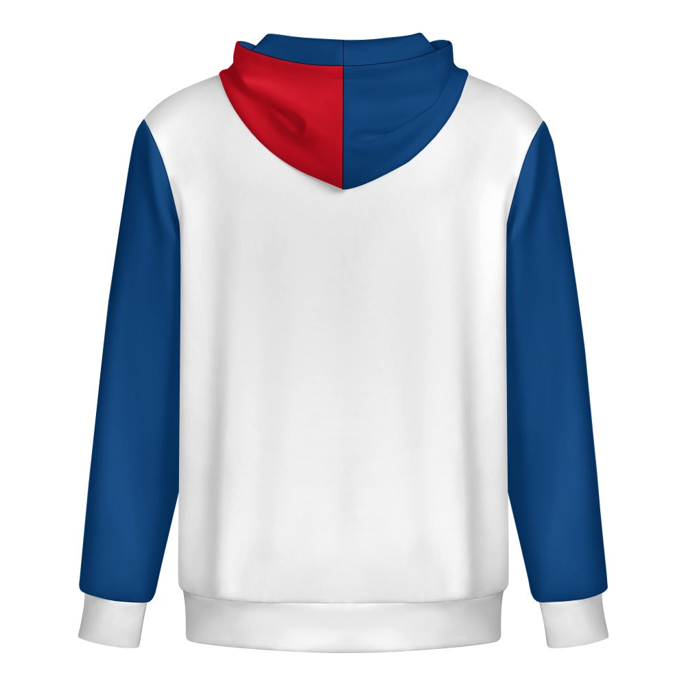 Felpa USA Uomo Bianca Blu Rossa JSHUB Nation Winter 2026 Zip Hoodie Streetwear