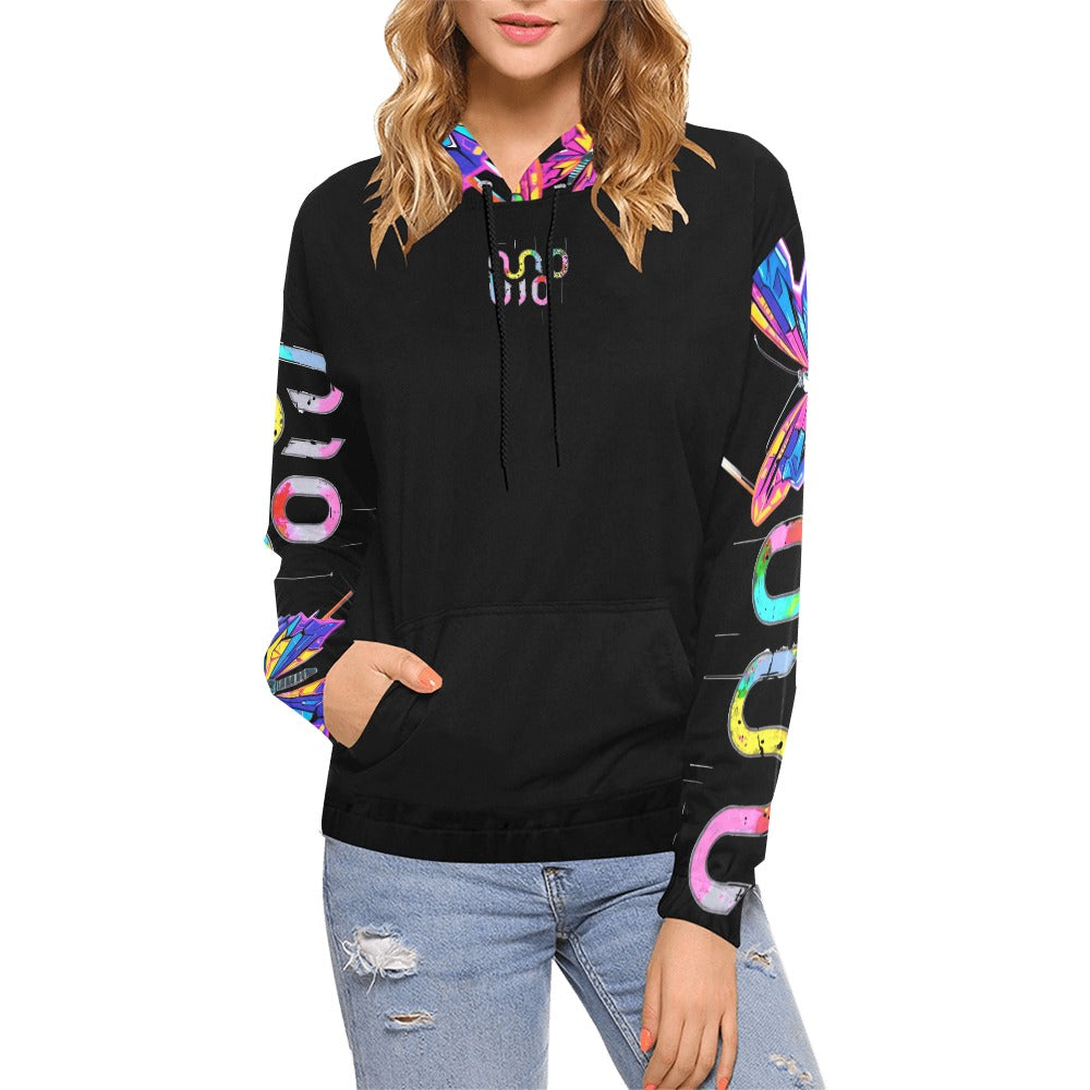 Felpa donna Wings of Noise con cappuccio small tech over – 10 varianti colore