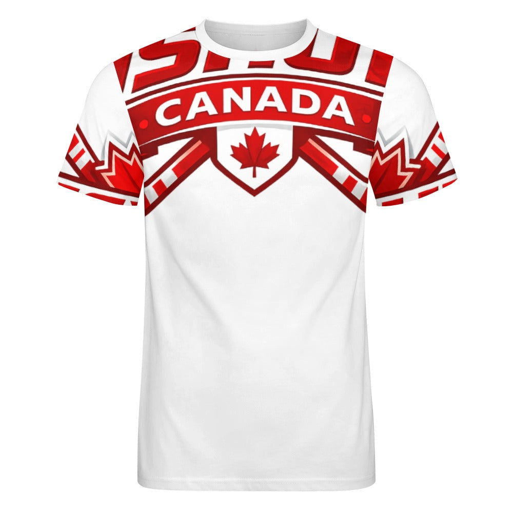 T-shirt Uomo JSHUB Canada Ispirata ai NationWinter 2026 – Maglia Sportiva Bianca con Inserti Rossi