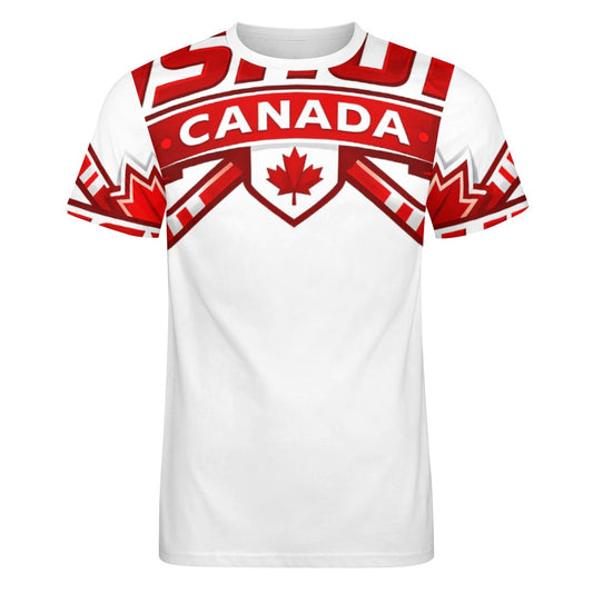T-shirt Uomo JSHUB Canada Ispirata ai NationWinter 2026 – Maglia Sportiva Bianca con Inserti Rossi