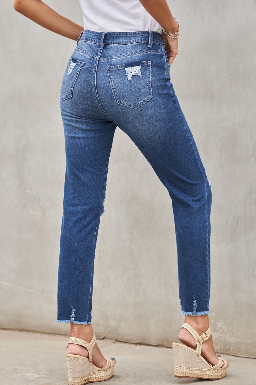 Jeans Boyfriend Distressed Nero