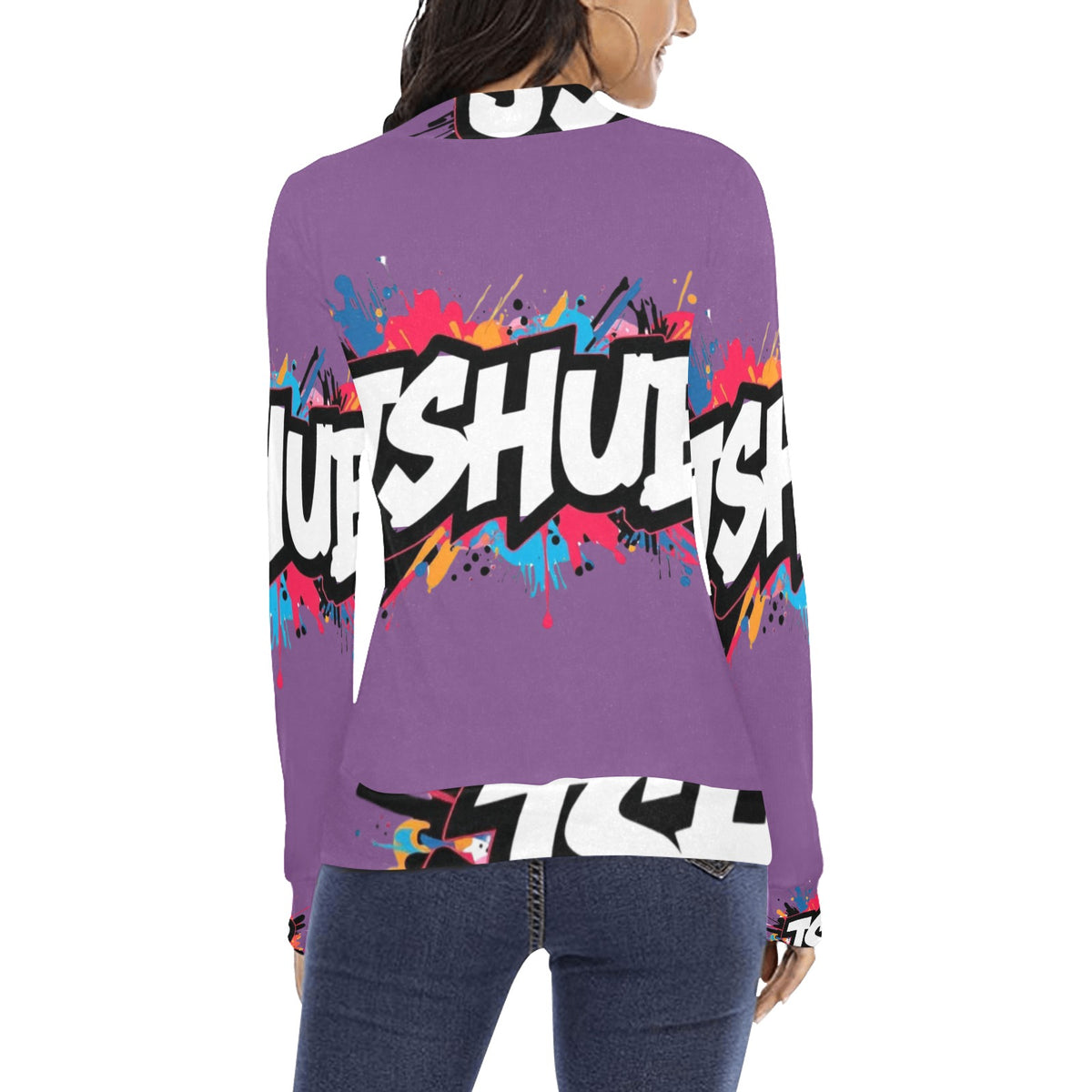 Maglione a collo alto da donna H43 con stampa all-over elegante e confortevole