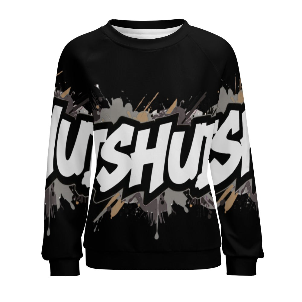 Felpa Donna JSHub Dark Edition – Graffiti Tono su Tono con Scritta Bianca