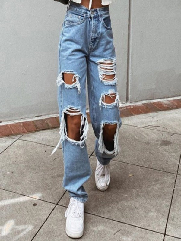 jeans strappati wide leg