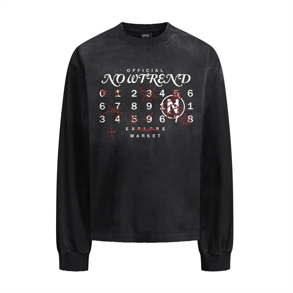 T Shirt Uomo Streetwear Manica Lunga Loose Fit Grafica Nowtrend